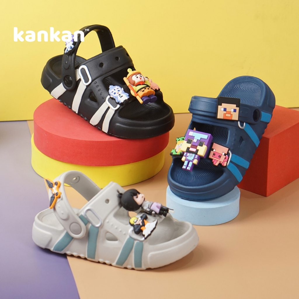 Dép Quai Hậu Sandal MineCraft Cho Bé Trai KanKanStore Xăng Đan Nhẹ Êm Chân Đính Kèm Sticker KA143
