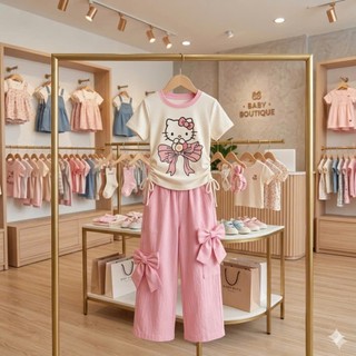 (Hàng may kỹ) Set hè cho bé gái áo croptop và quần xuông cho bé từ 15-45kg