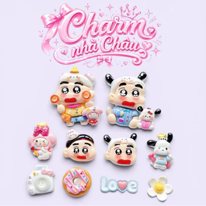 Set 10 Charm Gắn Dép Crocs Shin Cậu Bé Bút Chì Hoạt Hình Pochacco My Melody Phụ Kiện Trang Trí Dép Sục Cute