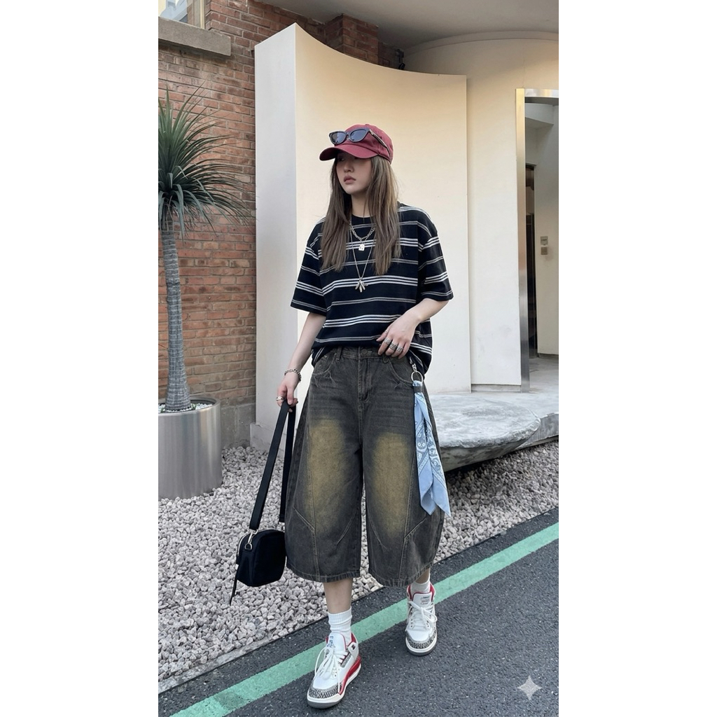 Quần Short Jean Lửng khóa Nữ Ống Rộng Cạp Cao Form Rộng Cá Tính, Quần Jean Short Lửng Qua Gối Unisex Cả Nam Nữ - Q04 | BigBuy360 - bigbuy360.vn