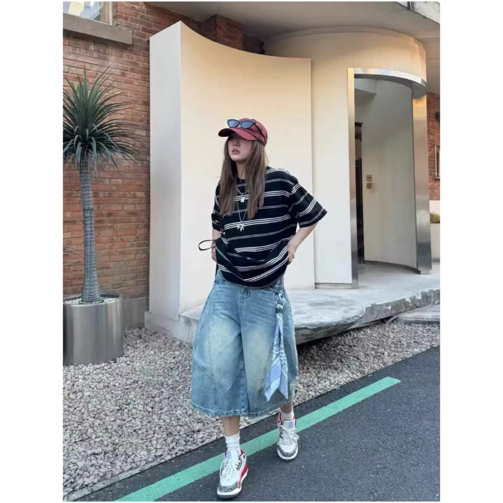 Quần Short Jean Lửng khóa Nữ Ống Rộng Cạp Cao Form Rộng Cá Tính, Quần Jean Short Lửng Qua Gối Unisex Cả Nam Nữ - Q04 | BigBuy360 - bigbuy360.vn
