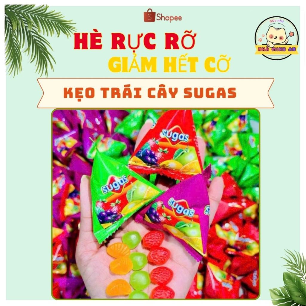 [1 KG] Kẹo Trái Cây Sugus Hình Tam Giác, Viên Kẹo Dẻo Thơm Ngon, Đủ Vị Trái Cây Tự Nhiên