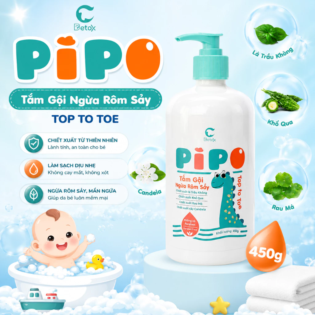 Sữa tắm gội cho bé PIPO 450ml Detox C
