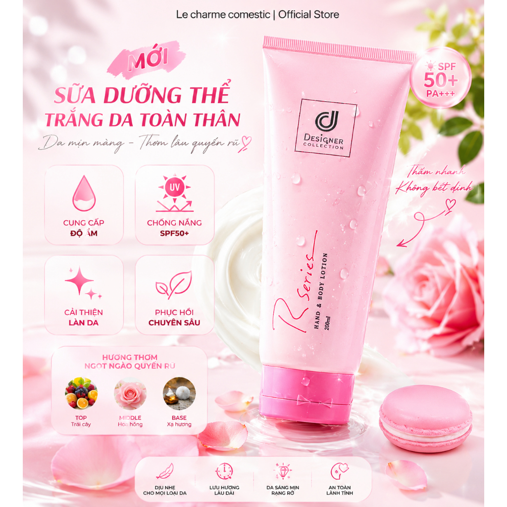DƯỠNG THỂ HOA HỒNG RSERIES THÁI LAN 200ml Dưỡng Thể Hương Nước Hoa Hồng Rseries Designer 200ml