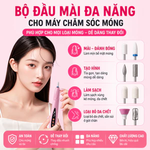 Máy mài móng tay điện sạc di động 2 trong 1 có đèn UV dưỡng keo, 5 cấp tốc độ nghịch thuận, bộ đầu mài đa năng làm nail