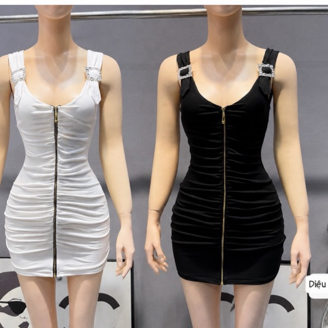 Body tag đá khoá đồng sang sịn ôm tôn dáng Đen-trắng