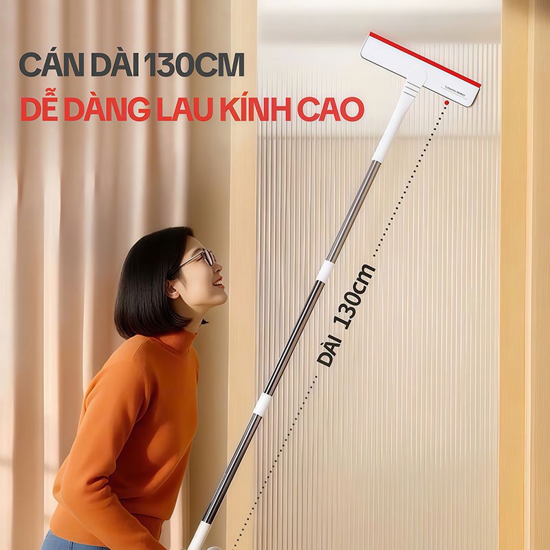 Cây Lau Kính OKwife HD-7309, Cây Gạt Kính Lau Kính Đa Năng 3 Trong 1, Cán Dài 130CM