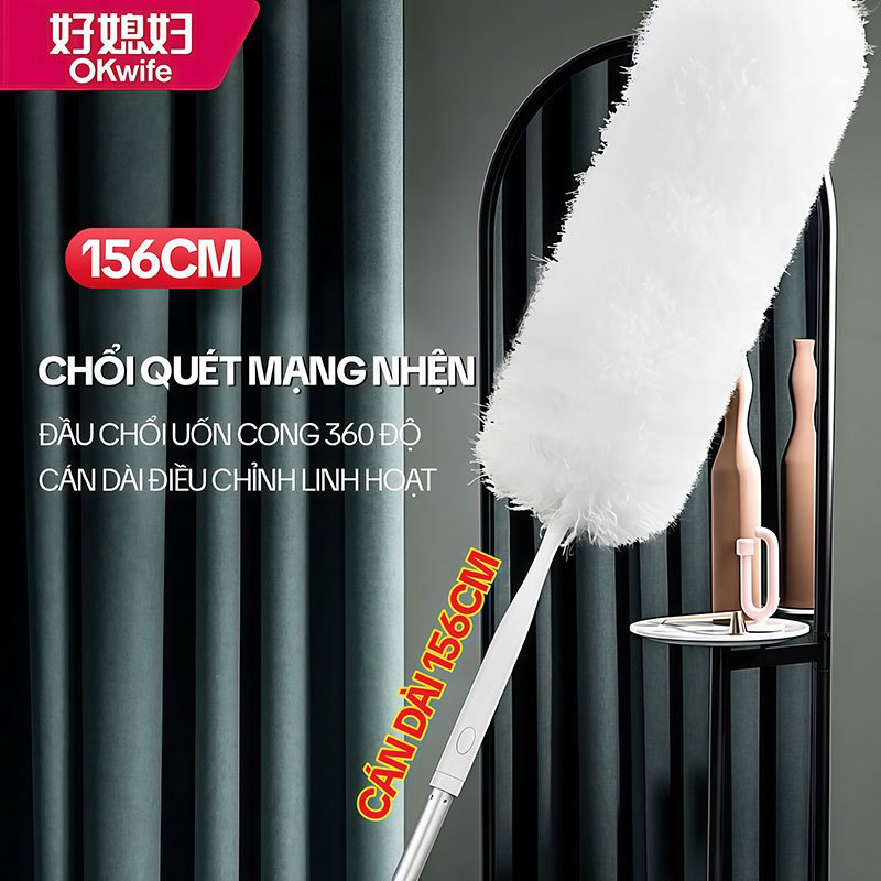 Chổi Quét Mạng Nhện OKwife HD-7823, Chổi Quét Trần Nhà, Cây Quét Mạng Nhện Đa Năng
