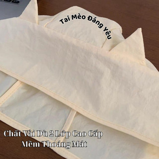 Mũ Trùm Đầu Thắt Nơ Phong Cách Tai Mèo Siêu Xinh, Nón Che Nắng 3in1 Mềm Thoáng Khí  King Shop N-969