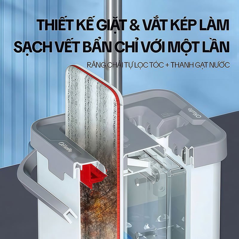 Bộ lau nhà tách nước bẩn OKwife HD-7022 thùng tự giặt vắt, bàn lau 35cm, kèm 2 bông lau | BigBuy360 - bigbuy360.vn