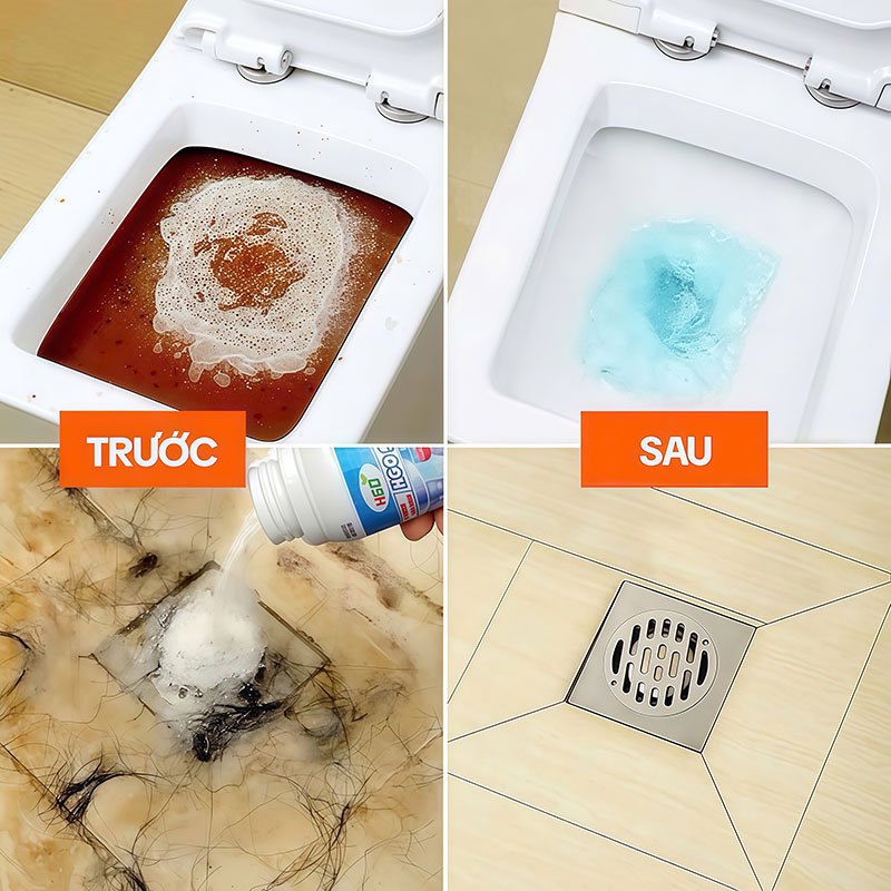 [COMBO 3] Bột Thông Cống Cực Mạnh HGO SUPER, Thông Tắc Bồn Cầu, Bồn Rửa Bát, Cống Thoát Nước 250G