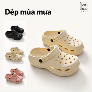 Dép đi mưa mùa hè unisex cho nam và nữ, thoáng khí, kiểu khoét lỗ nhẹ, đế dày, dễ đi hàng ngày