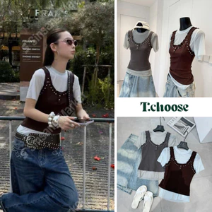 Áo thun tay ngắn kèm áo ba lỗ ren 5226 TCHOOSE