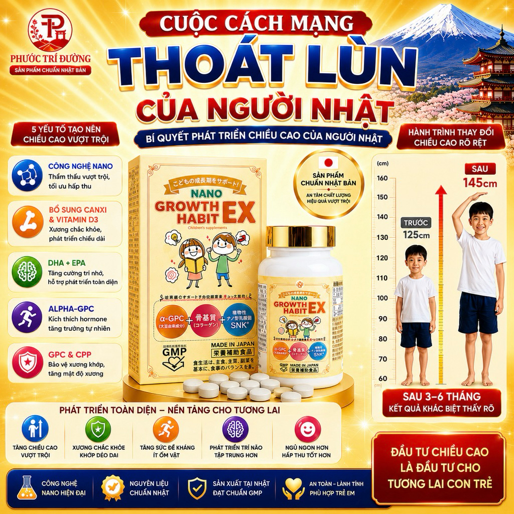 [Liệu Trình Mua 3 Hộp Giảm 10%] Viên Uống Tăng Chiều Cao Và Phát Triển Trí Não Nano Growth Habit EX
