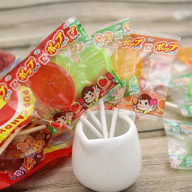 Kẹo Mút Cô Gái Trái Cây Chống Sâu Răng Fujiya Pop Candy  Nhật Bản 20 Cây. Kẹo Mút Cho Bé