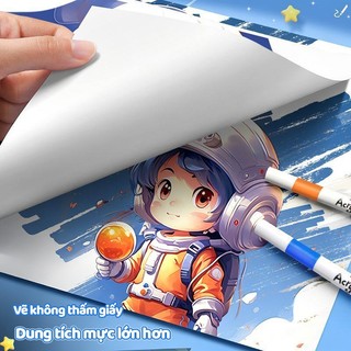 Acrylic Marker Set Cho Bé Dụng Cụ Học Tập Màu, Mực Xả Mịn, Không Chảy, Đầu Lông Mềm, 12/24/36/48/60 Màu Tươi Sáng
