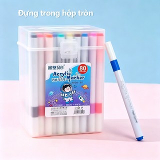 Acrylic Marker Set Cho Bé Dụng Cụ Học Tập Màu, Mực Xả Mịn, Không Chảy, Đầu Lông Mềm, 12/24/36/48/60 Màu Tươi Sáng