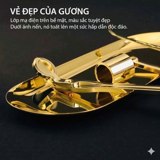 Bộ Dụng Cụ Chăm Sóc Nến Thơm Cát Cao Cấp - Gồm Kéo Cắt Bấc, Chuông Dập Nến, Móc Khêu Bấc Và Khay Đựng Mạ Vàng Sang Trọng