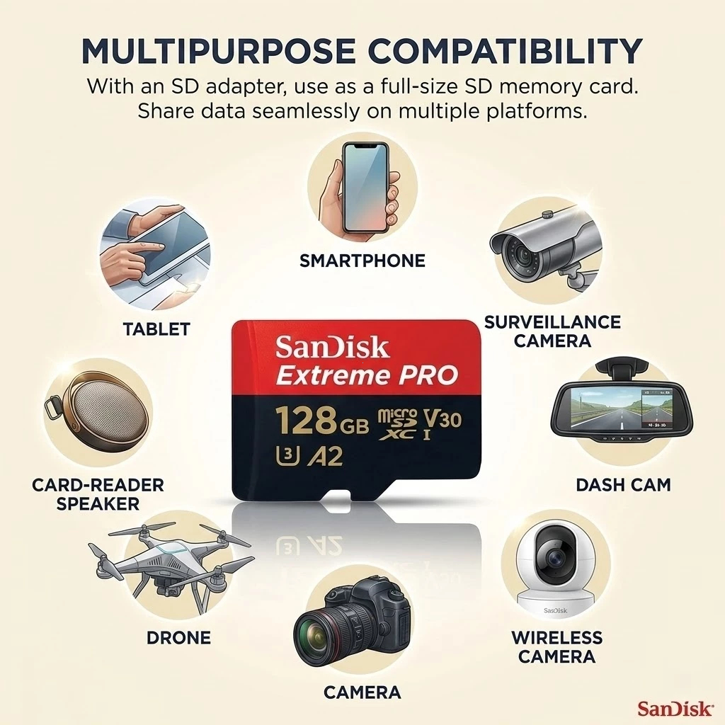 SanDisk Thẻ nhớ MicroSD 4K Siêu Tốc Cao Cấp 512GB/1TB - Bảo hành chính hãng 5 năm