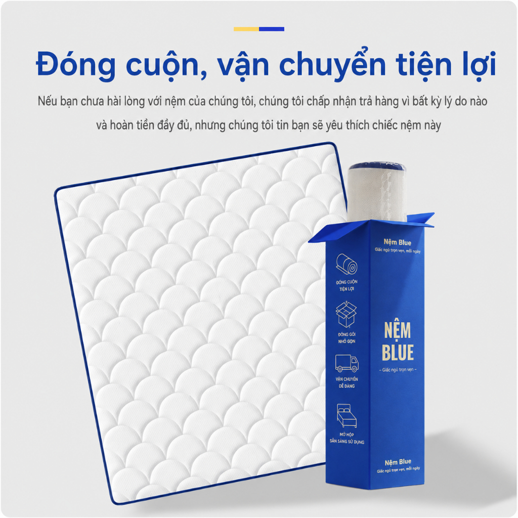 Nệm Lò Xo Túi Độc Lập 20cm Cao Cấp CONOCO Nâng Đỡ Cột Sống Êm Ái Thoáng Khí Không Dễ Xẹp Lún