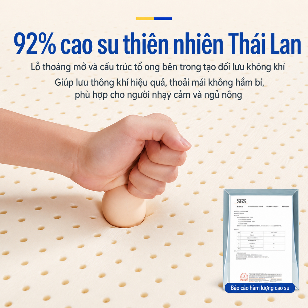 Nệm Cao Su Tự Nhiên Dạng Cuộn CONOCO Êm Ái Thoáng Khí Hỗ Trợ Lưng, Đầy Đủ Kích Thước