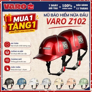 [MUA 1 TẶNG 1] Mũ Bảo Hiểm Nửa Đầu VARO Z102 Cao Cấp - Nón Lưỡi Trai 1/2 Lỗ Thoáng Khí Nam Nữ