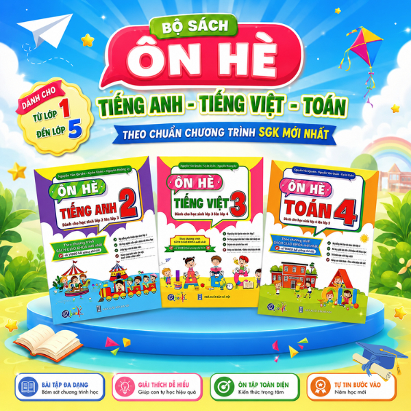 Sách - Ôn Hè Chuẩn Bị Lên Lớp 2-6 - Môn Tiếng Việt/Tiếng Anh/Toán (Trọn Bộ) - Quảng Lợi
