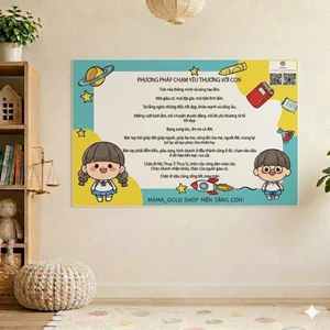Tranh PHƯƠNG PHÁP CHẠM YÊU THƯƠNG TỚI CON Khổ A3_Decal Dán Cho Bé