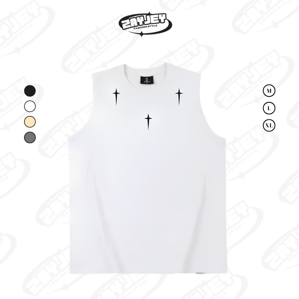 Áo Ba Lỗ Tank Top Họa Tiết Hình Ngôi Sao Rộng Rãi Thoáng Mát Chất Vải Cotton By Zayjey BL18