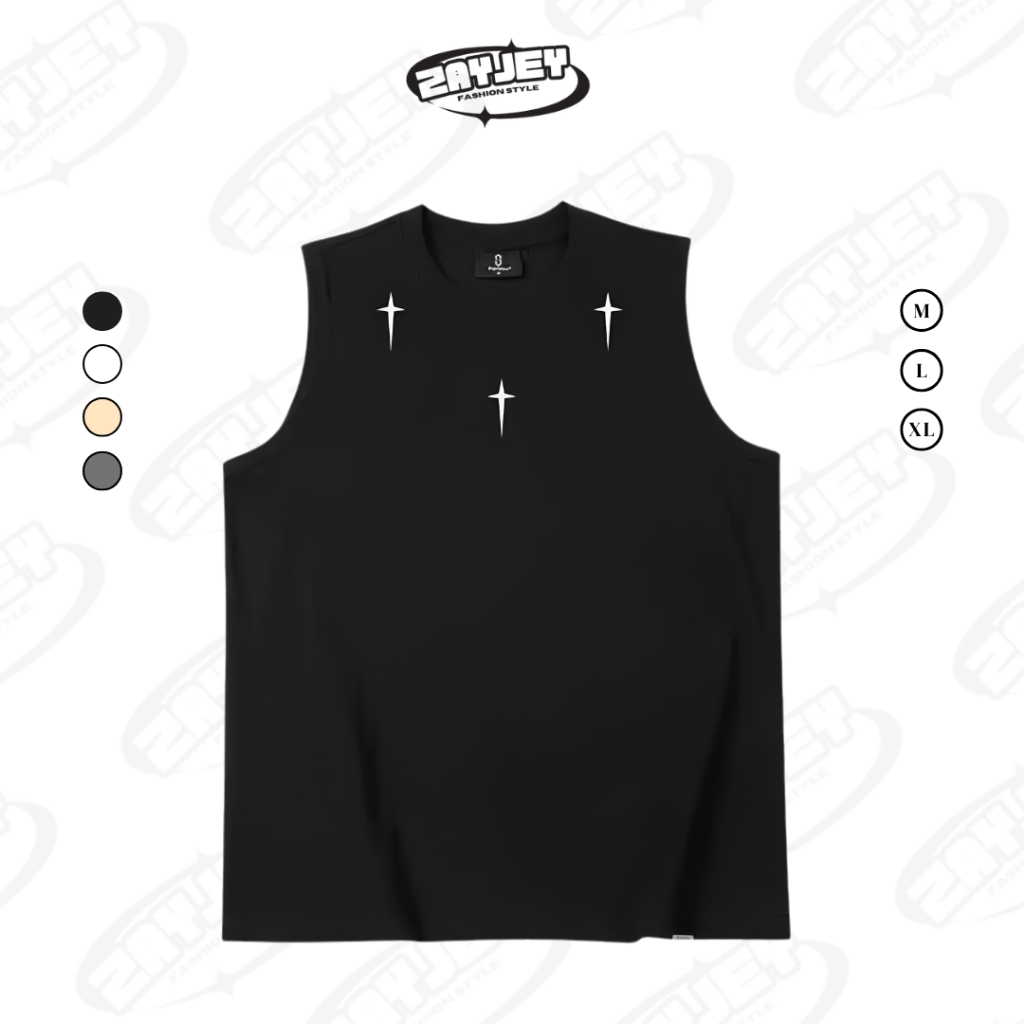 Áo Ba Lỗ Tank Top Họa Tiết Hình Ngôi Sao Rộng Rãi Thoáng Mát Chất Vải Cotton By Zayjey BL18