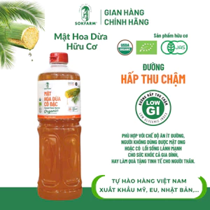 Mật Hoa Dừa Sokfarm Organic 100%, hấp thụ chậm, bù khoáng điện giải,ngọt thanh