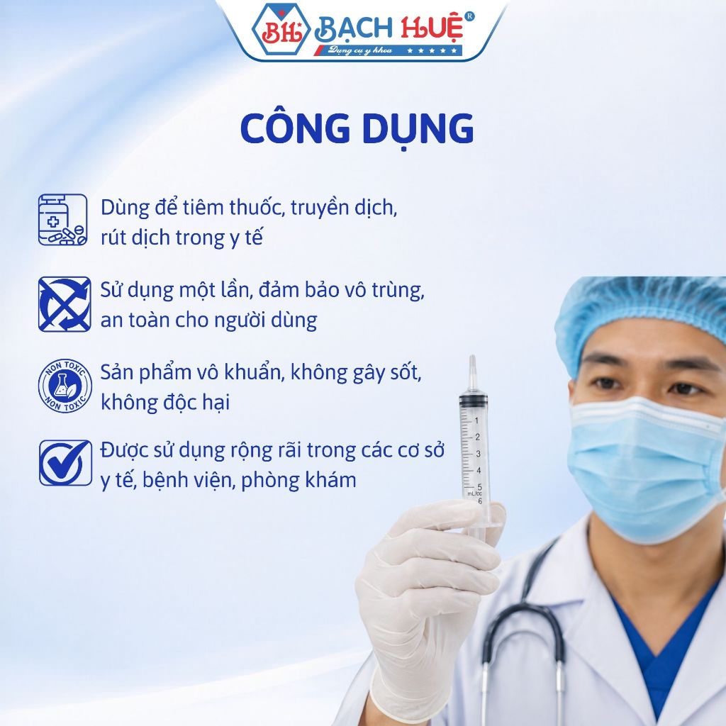 Hộp 100 Cái Bơm Kim Tiêm Vinahankook 5ml (5cc) 23G/ 25G – xi lanh y tế dùng một lần kim 23g / 25g