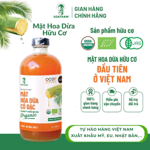 Mật Hoa Dừa Cô Đặc Sokfarm Chai lớn 685gr, chuẩn Organic, chỉ số đường thấp, bù khoáng điện giải