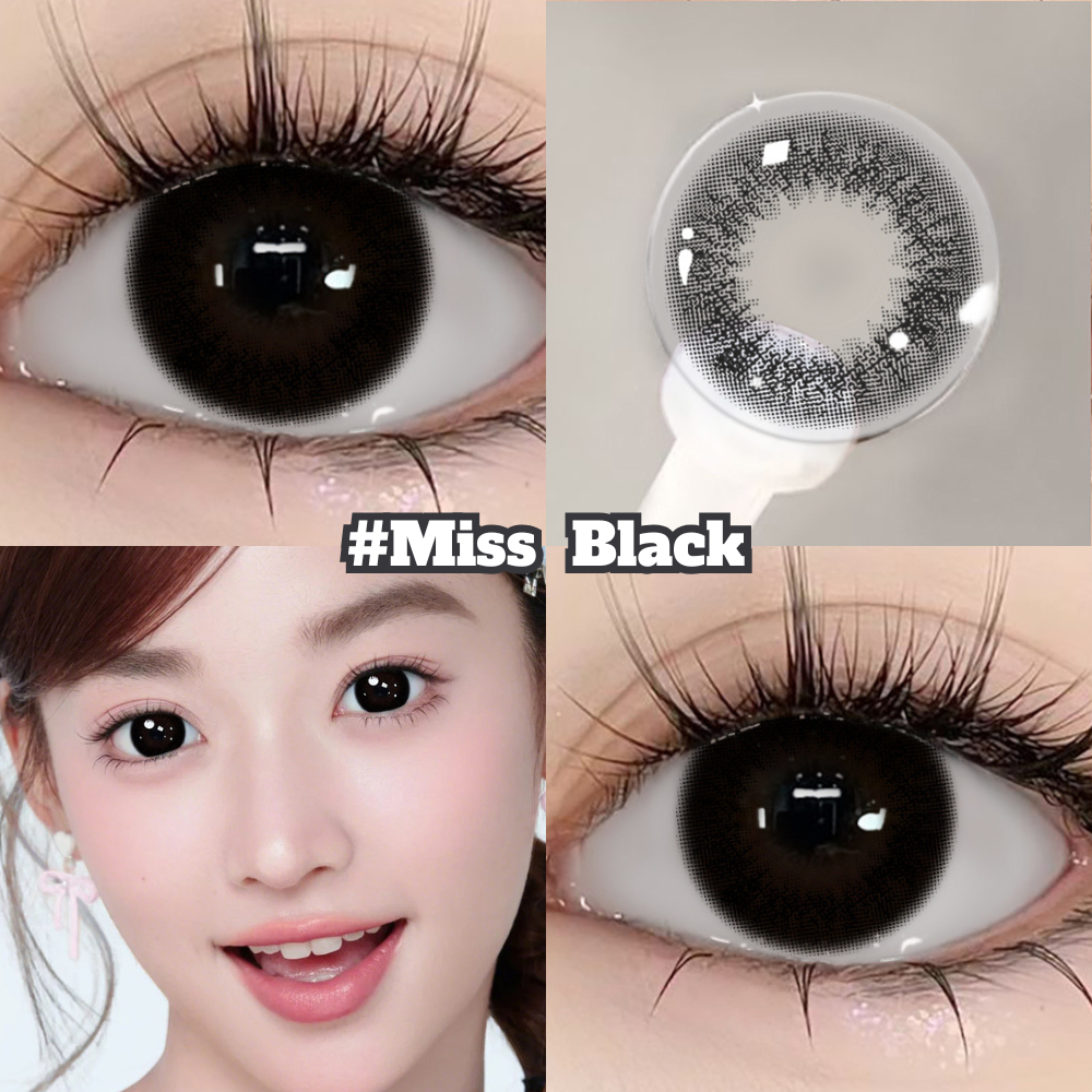 Kính áp tròng màu đen,lens cận 6 tháng có độ (0-4), Lens Missblack,Đường Kính 14.0~14.5mm,Lens Mắt đen(Giá 2 chiếc) | BigBuy360 - bigbuy360.vn
