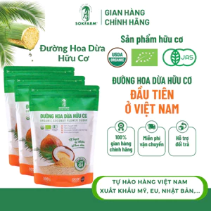 Combo 3 túi Đường Mật Hoa Dừa hữu cơ Sokfarm vị ngọt thanh tự nhiên, Hàng VNXK, đường hấp thụ chậm