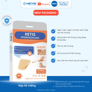 [Bao Bì Mới] Hộp 5 Miếng Gạc Hydrocolloid Hetis 5x5cm Hút Dịch Giảm Sẹo Cho Bé