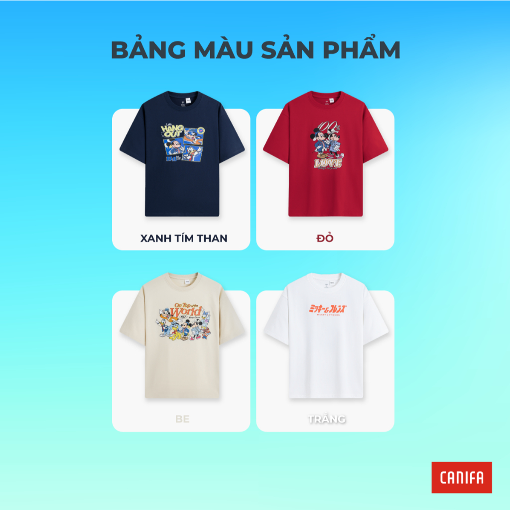 Áo phông unisex người lớn CANIFA áo phông form vừa cổ tròn cộc tay chất liệu cotton mềm mại 5TS26S006