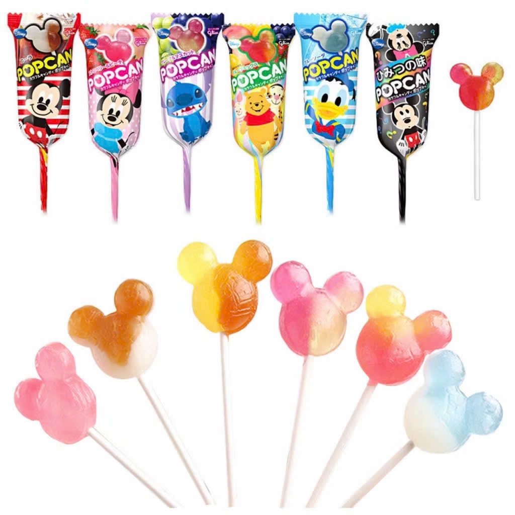 Kẹo Mút Glico Popcan Disney Nhật Bản. Kẹo Mickey Trái Cây Cho Bé Không Gây Sâu Răng