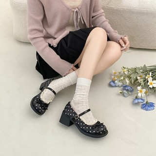 Giày Đốc Nữ 5P Viền Ren Hoạ Tiết Chấm Bi Hottrend 2026 Mã V016