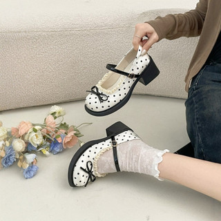 Giày Đốc Nữ 5P Viền Ren Hoạ Tiết Chấm Bi Hottrend 2026 Mã V016