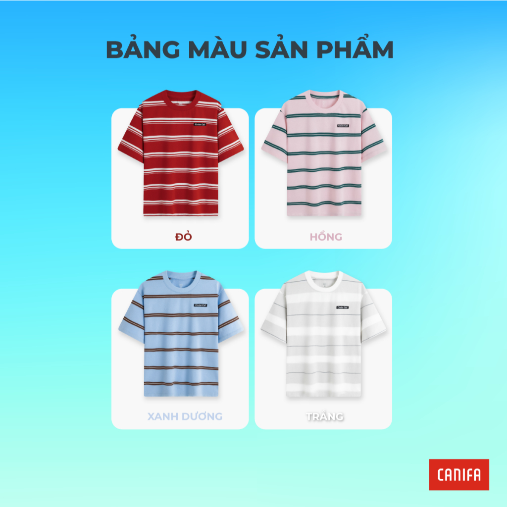 Áo phông nữ CANIFA áo thun cotton mềm mát cộc tay họa tiết kẻ ngang 6TS26S013