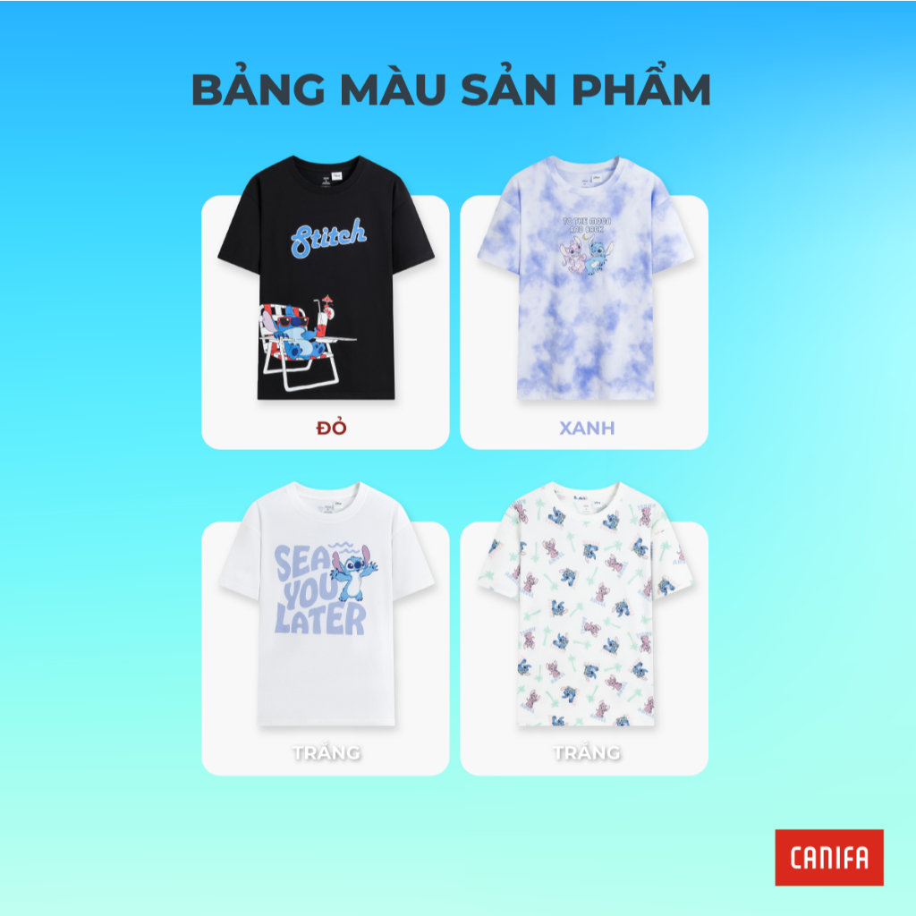 Áo phông ngắn tay unisex CANIFA người lớn cổ tròn in họa tiết 5TS26S007
