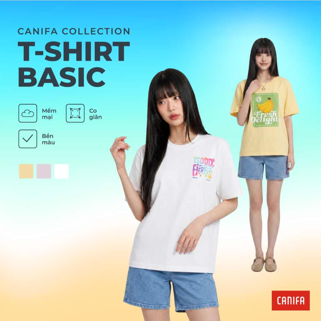 Áo phông nữ CANIFA cổ tròn ngắn tay in đa dạng họa tiết 6TS26S024