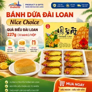 Hộp Bánh Dứa Đài Loan Jiu Fu Nice Choice, 227g / 8bánh, Nướng nhân dứa thơm mềm, Quà biếu Đài Loan