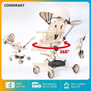 Xe đẩy em bé gập gọn di động Dành cho trẻ sơ sinh từ 0-3 tuổi Tặng kèm khay ăn Điều chỉnh ba tư thế