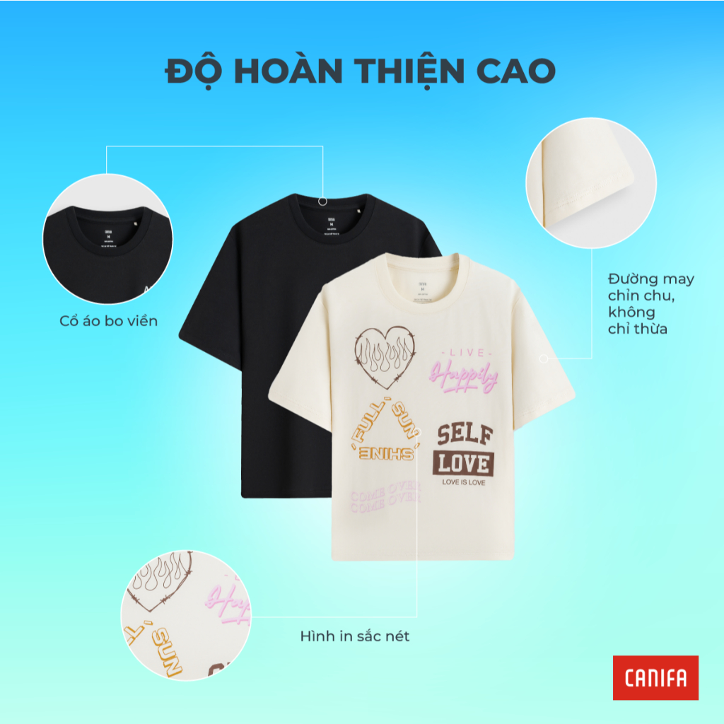 Áo phông nữ CANIFA áo thun cộc tay 100% cotton mềm mịn thoáng mát 6TS26S010