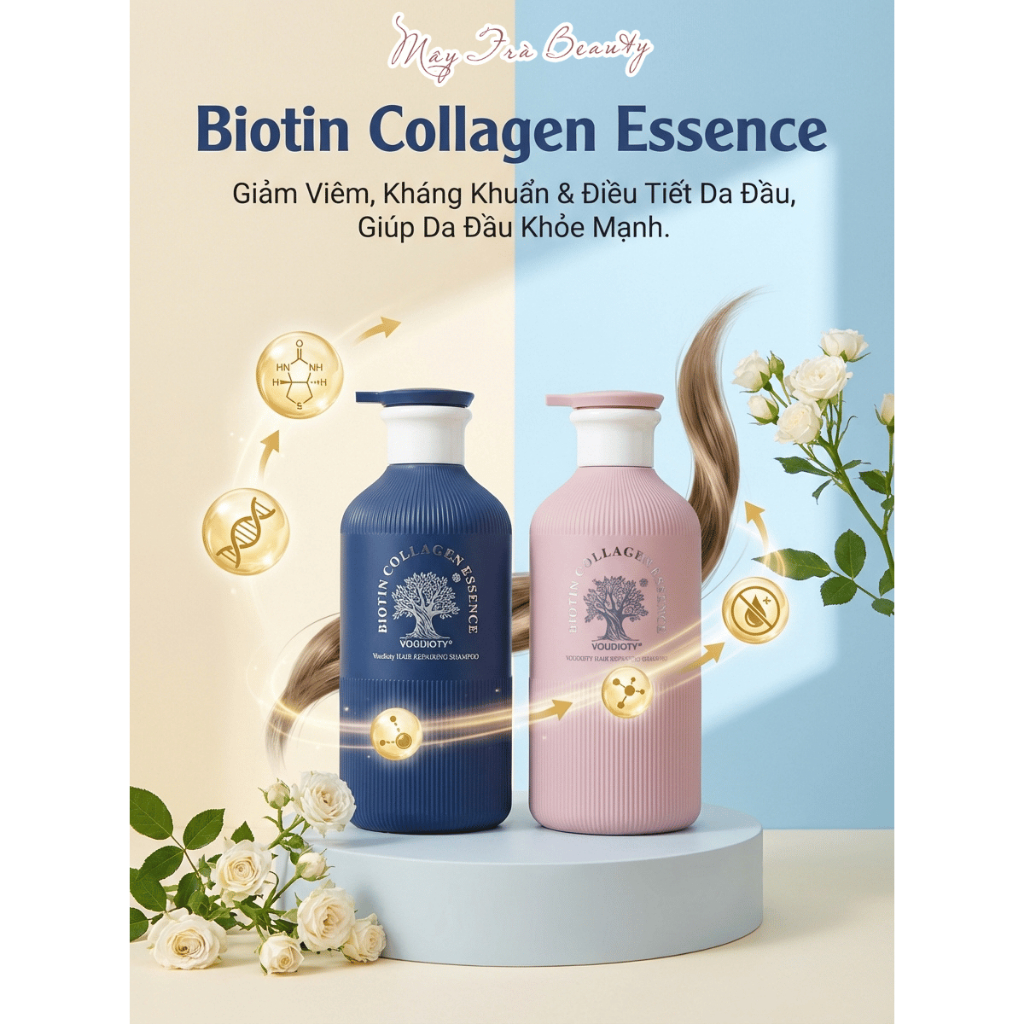 Cặp Dầu Gội Xả Biotin Essence Giảm Rụng Tóc, Ngăn gàu , Kiềm dầu, Phục hồi hư tổn 500ml