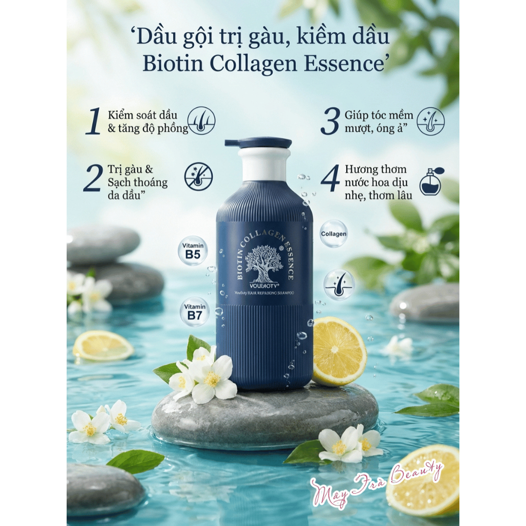 Cặp Dầu Gội Xả Biotin Essence Giảm Rụng Tóc, Ngăn gàu , Kiềm dầu, Phục hồi hư tổn 500ml