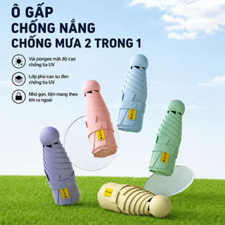 Dù Gấp Gọn Mini 8 Nan Kèm Hộp Capsule Chống Tia UV UPF50+ | Ô Che Nắng Mưa Siêu Nhẹ Cao Cấp