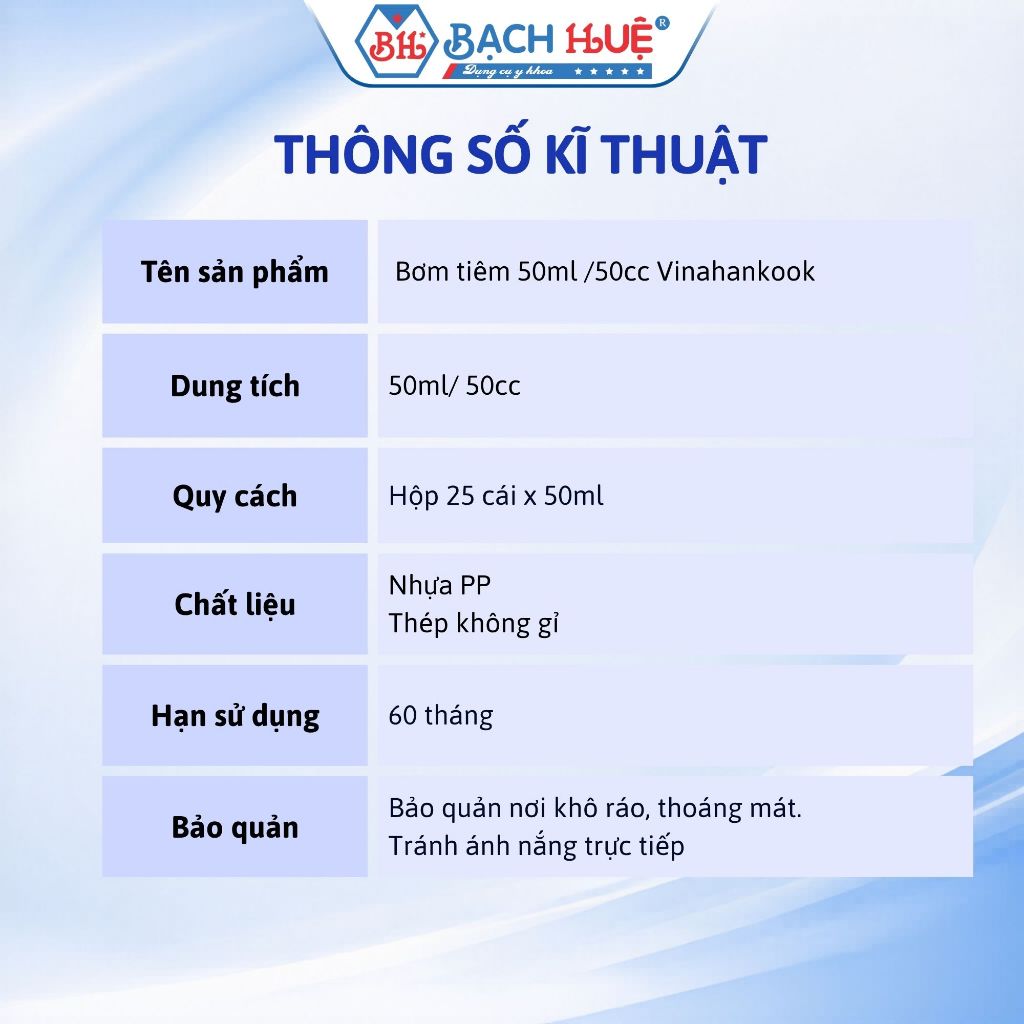 Hộp 25 Cái Bơm Tiêm 50ml (50cc) Vinahankook – Xi Lanh Y Tế Đầu To Cho Ăn/ Đầu Nhỏ Tiêm Chích Cao Cấp